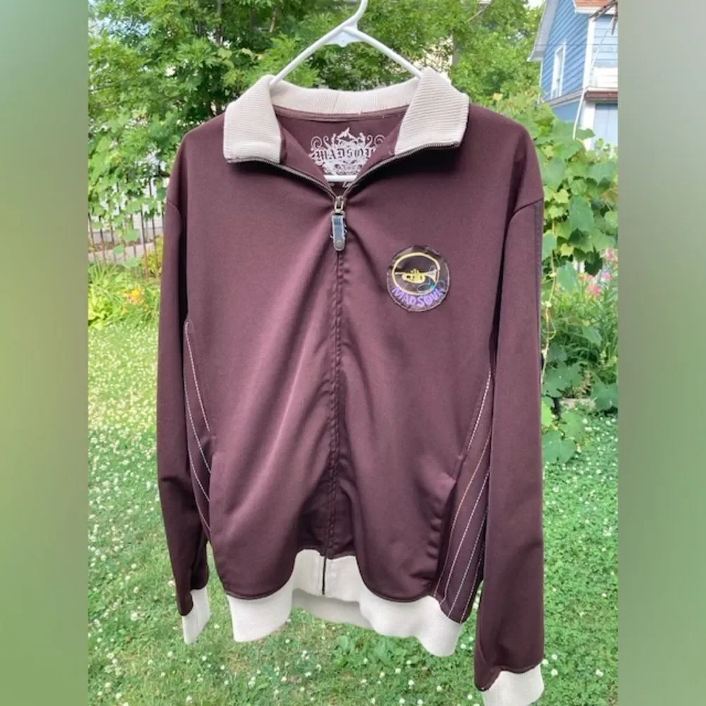 Native Tongues Mad Soul Men’s Full Zip Jacket Brown Retro Styled Size Large